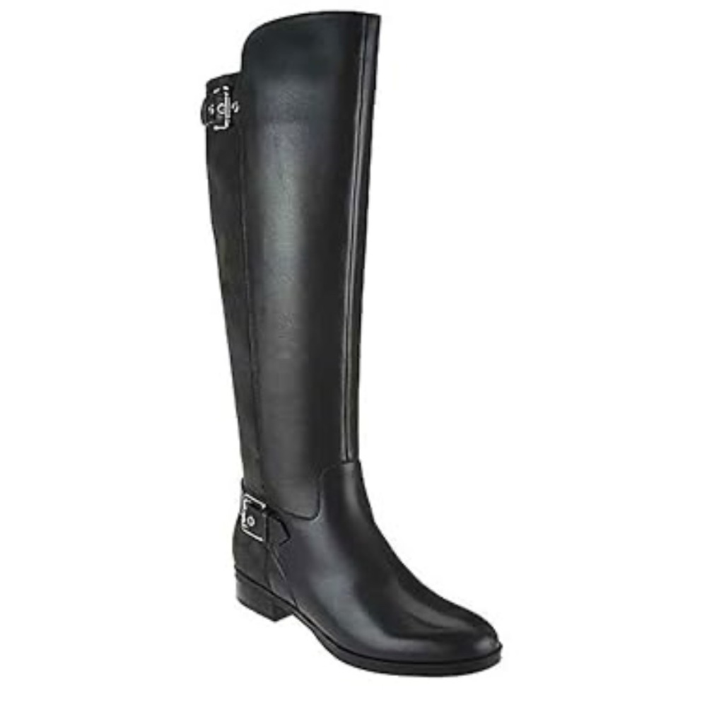 Black Knee-High Leather Boots - Picture 2 of 7
